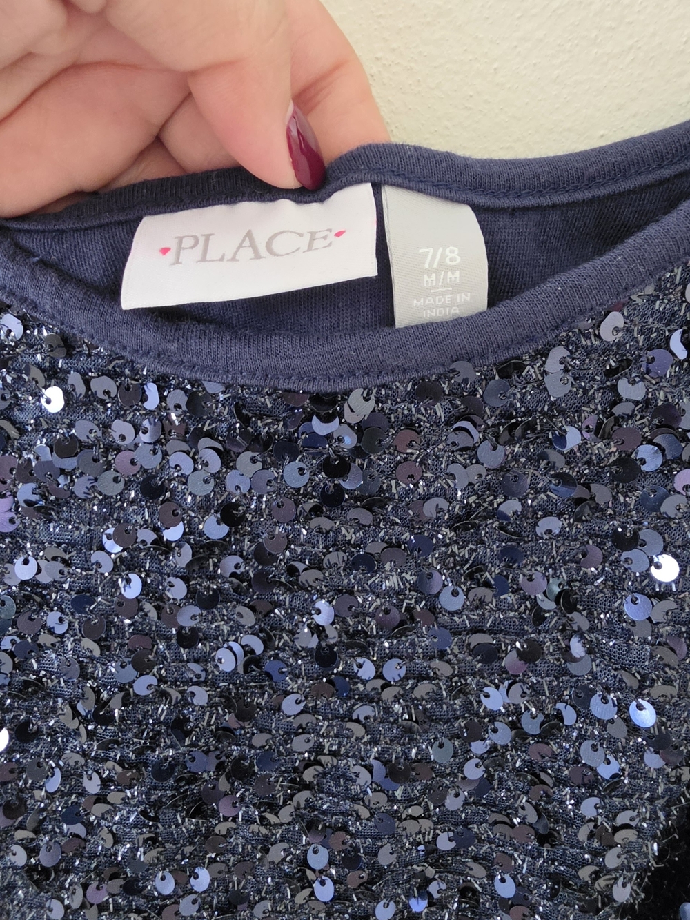 The CHILDREN'S PLACE Girls' Navy Sequin Dress - 7/8